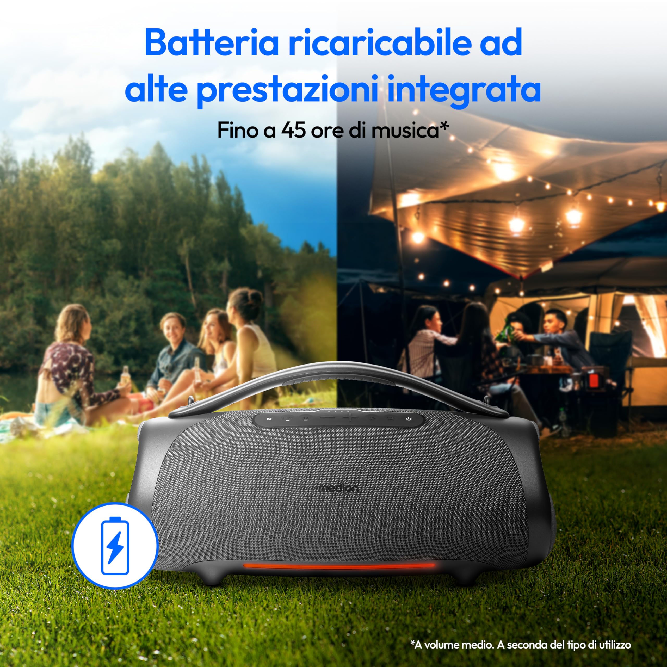 MEDION P61768 altoparlante Bluetooth 100W IPX7 RGB