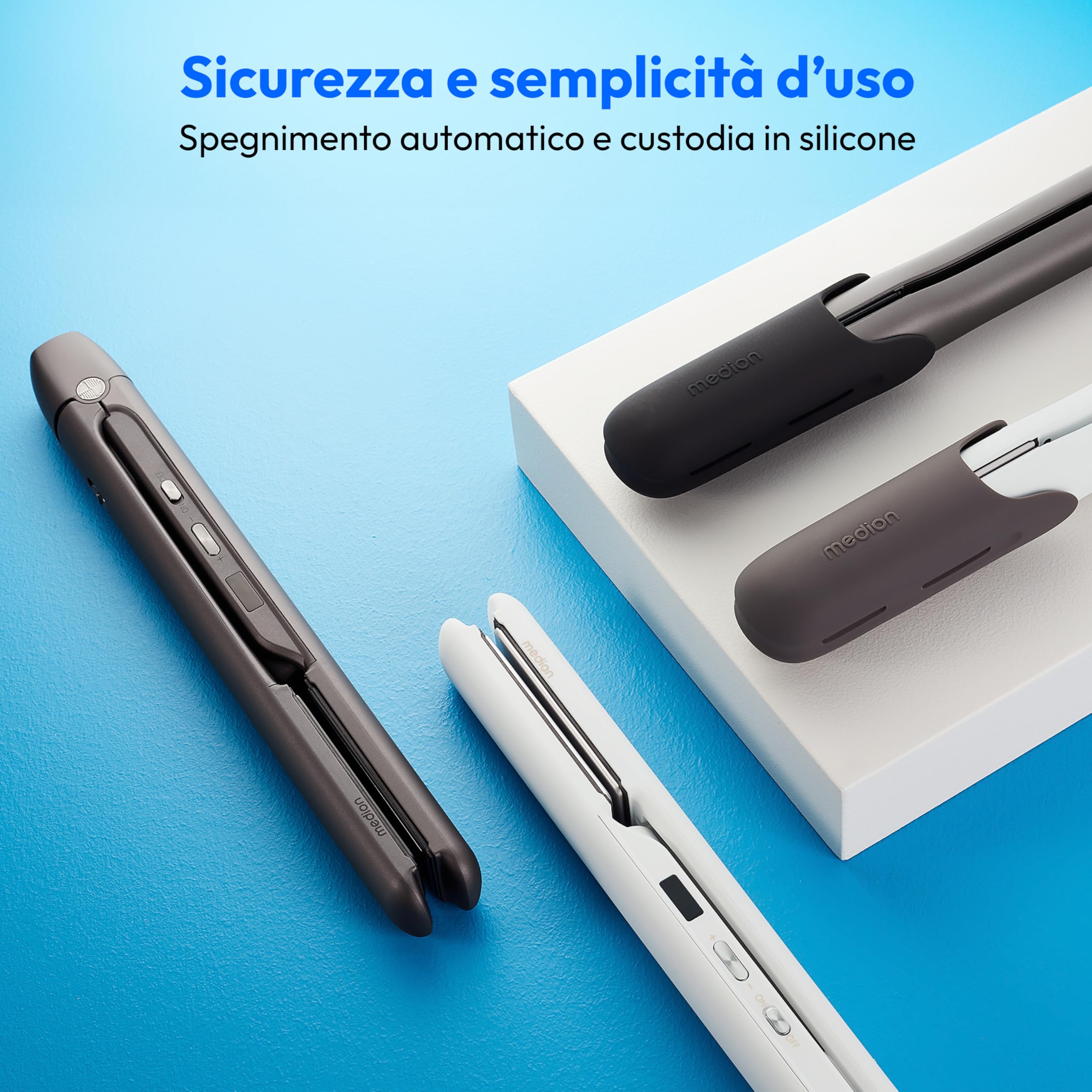 Medion HS1 MD19925 piastra per capelli ceramica bianco display