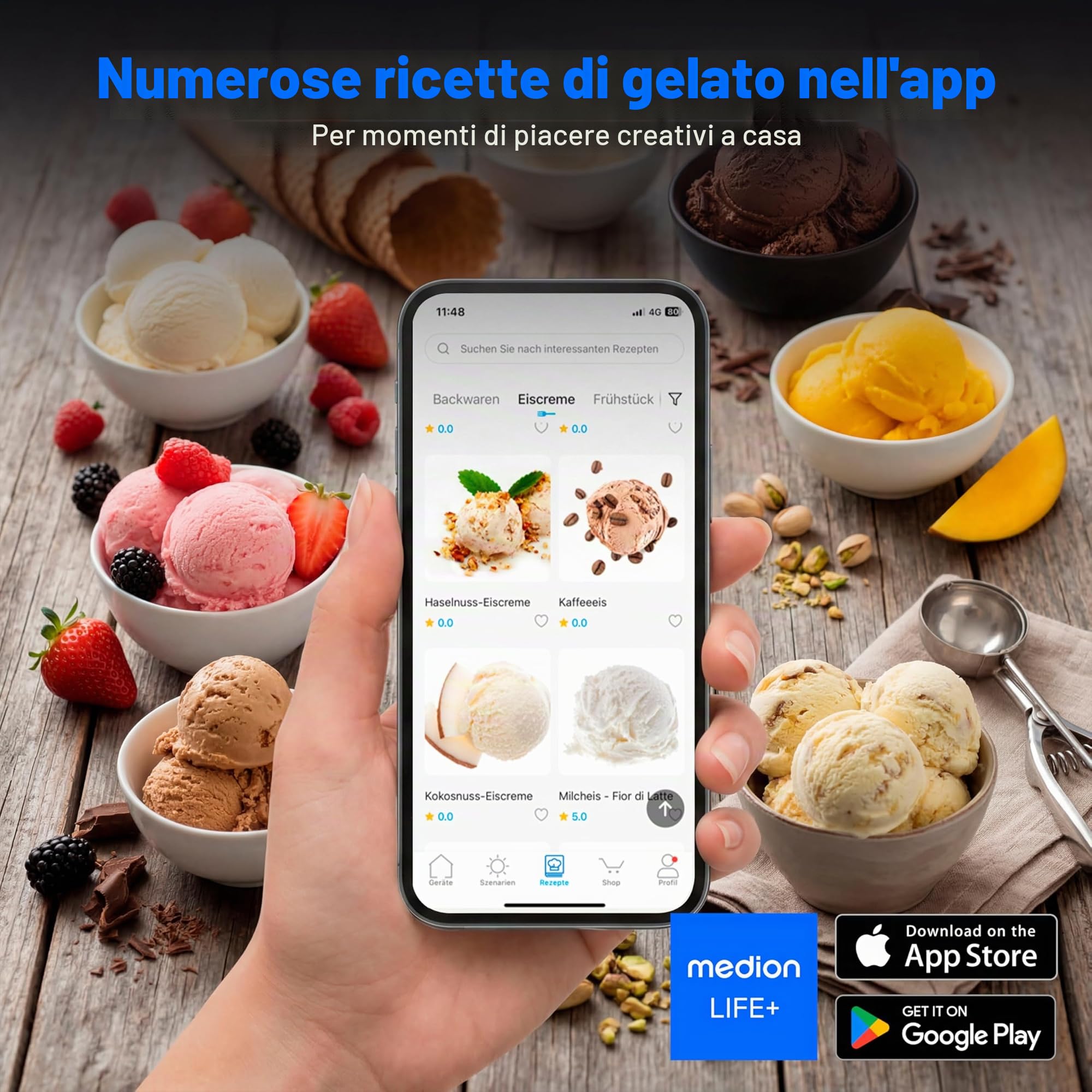 MEDION Gelatiera con Compressore 1,5 L per Yogurt