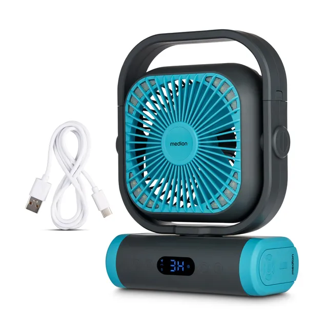 MEDION E10 TF Ventilatore USB Blu Batteria 10000 mAh 5 Velocità