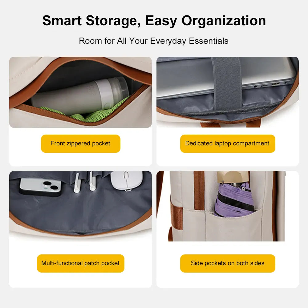 Ninkear Everyday zaino porta pc Beige impermeabile