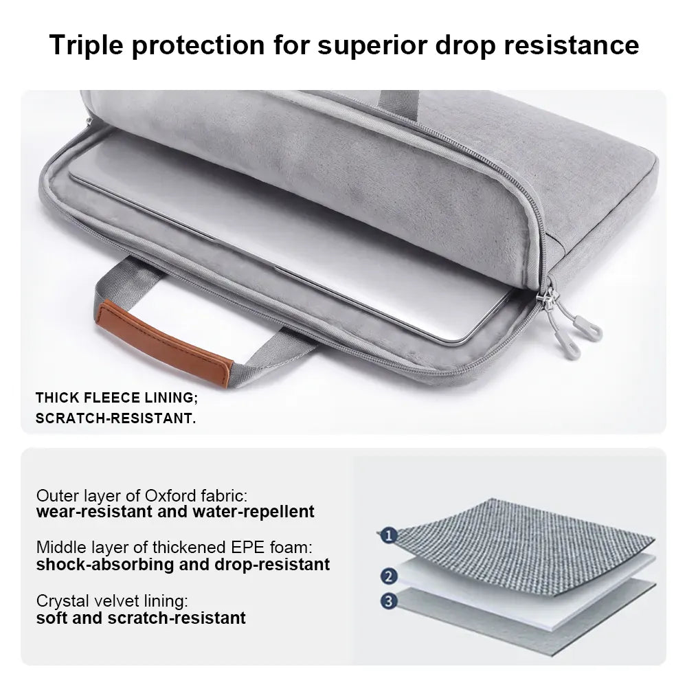 Ninkear Minimalist Borsa Notebook Grigia impermeabile con manico