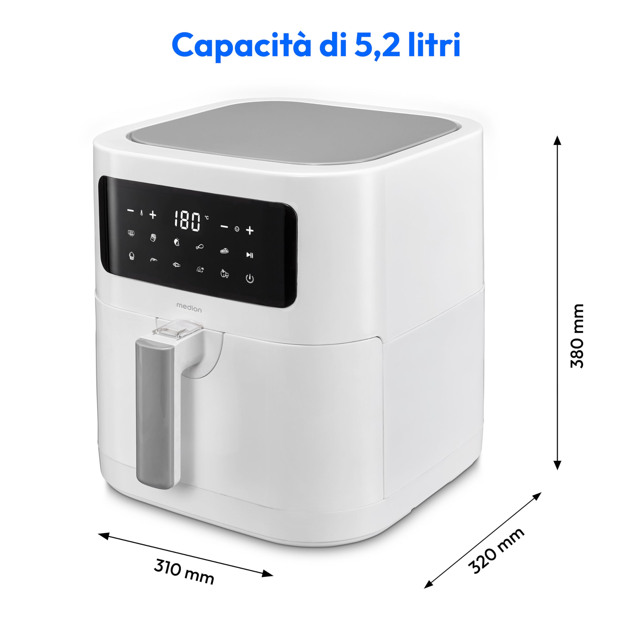 MEDION E40 XL friggitrice ad aria bianca 5,2L 2150W