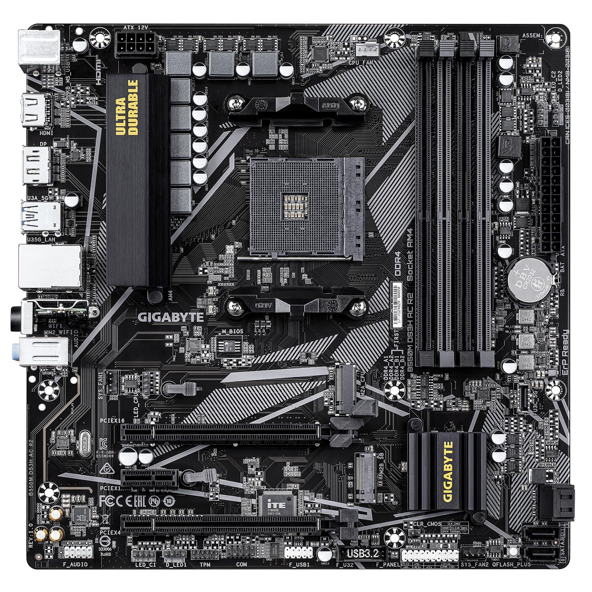 GIGABYTE B550M DS3H AC R2 Scheda Madre AM4 DDR4 Wi-Fi 5