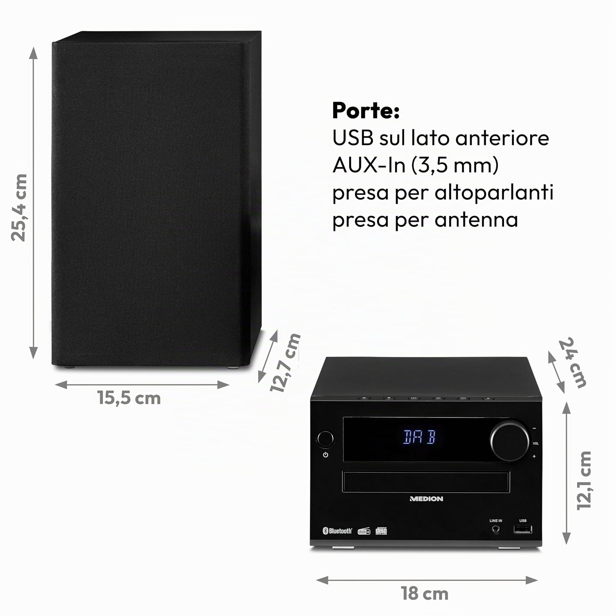 Medion Life E64482 micro stereo CD DAB+ Bluetooth nero