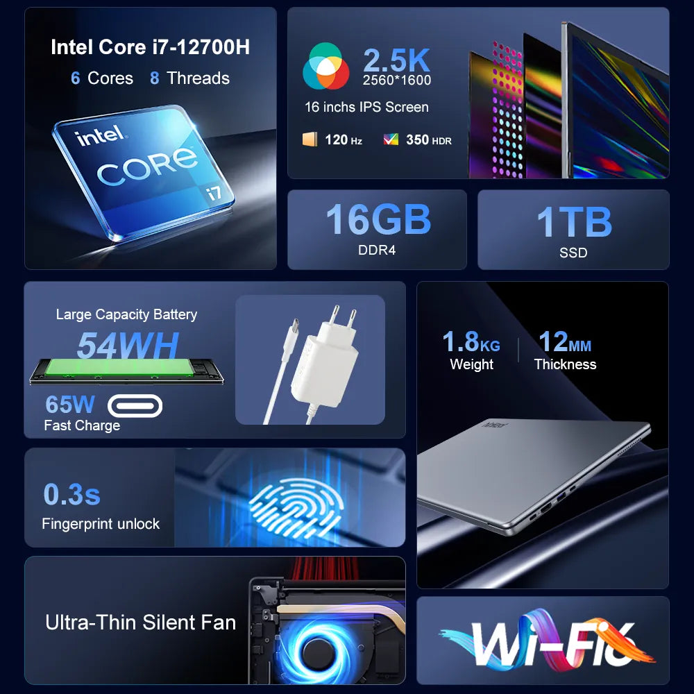 Ninkear N16 Pro Notebook i7-12700H Professionale
