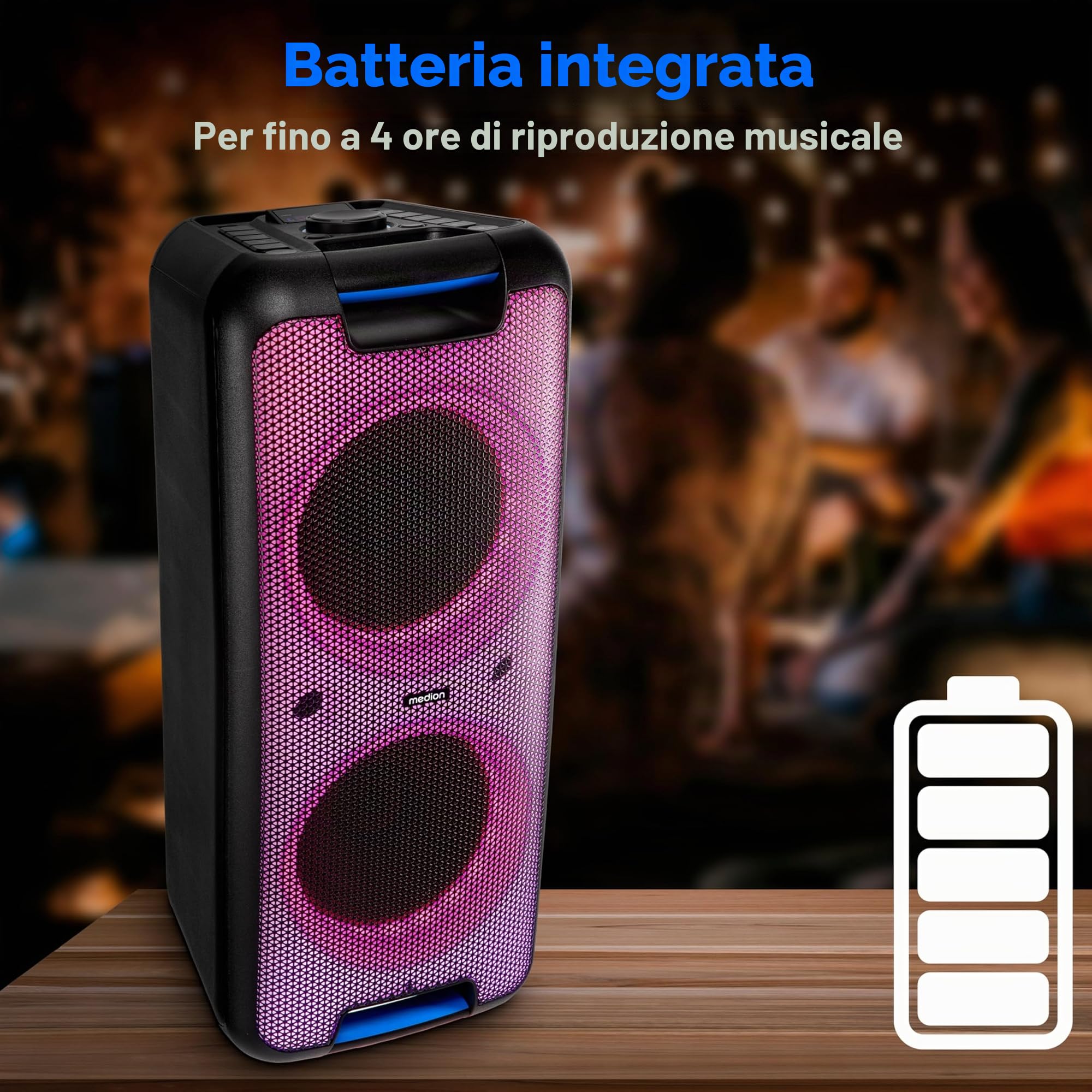 Medion PX-1 Plus cassa party Bluetooth 2x500W karaoke