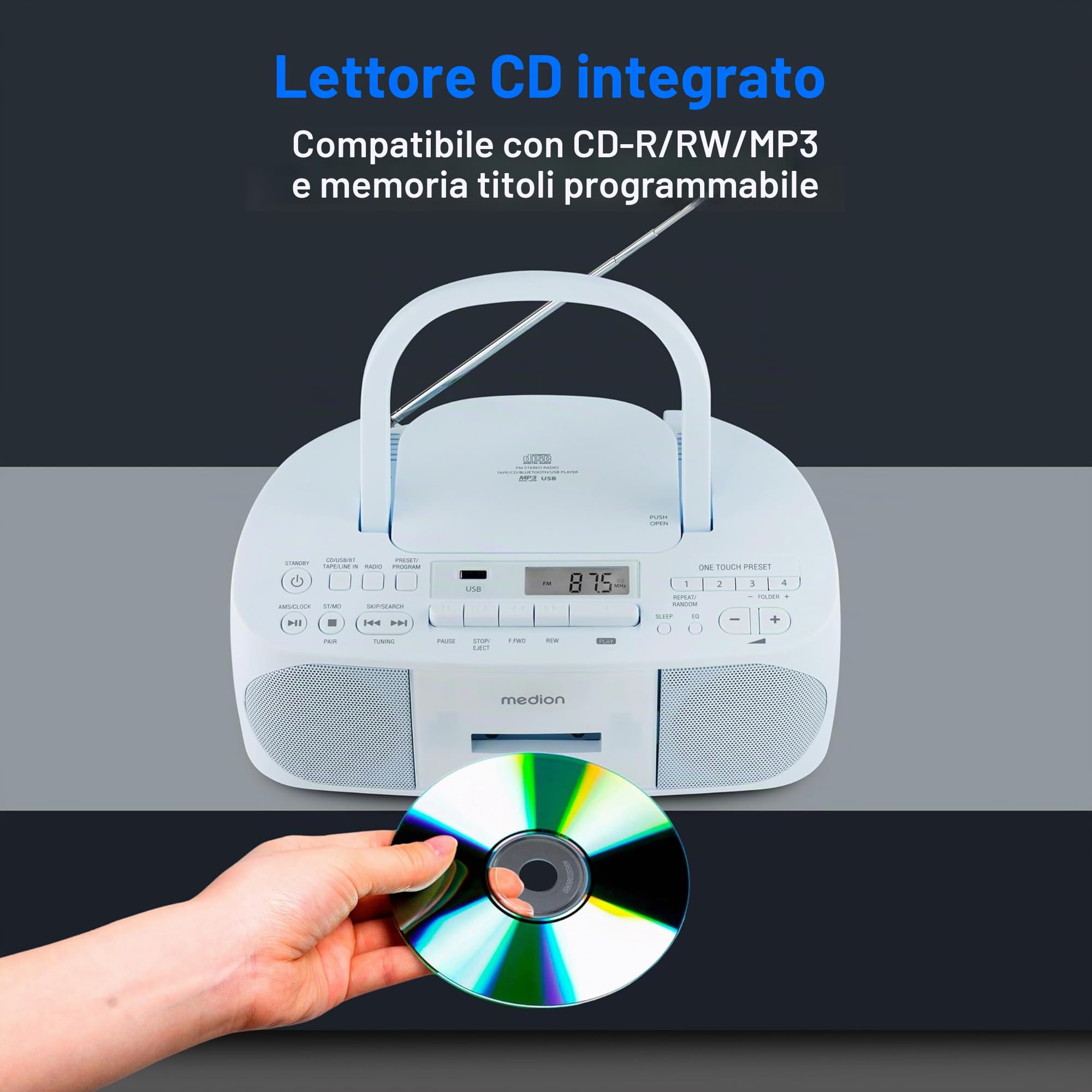 Medion E65010 radioregistratore stereo blu CD cassetta