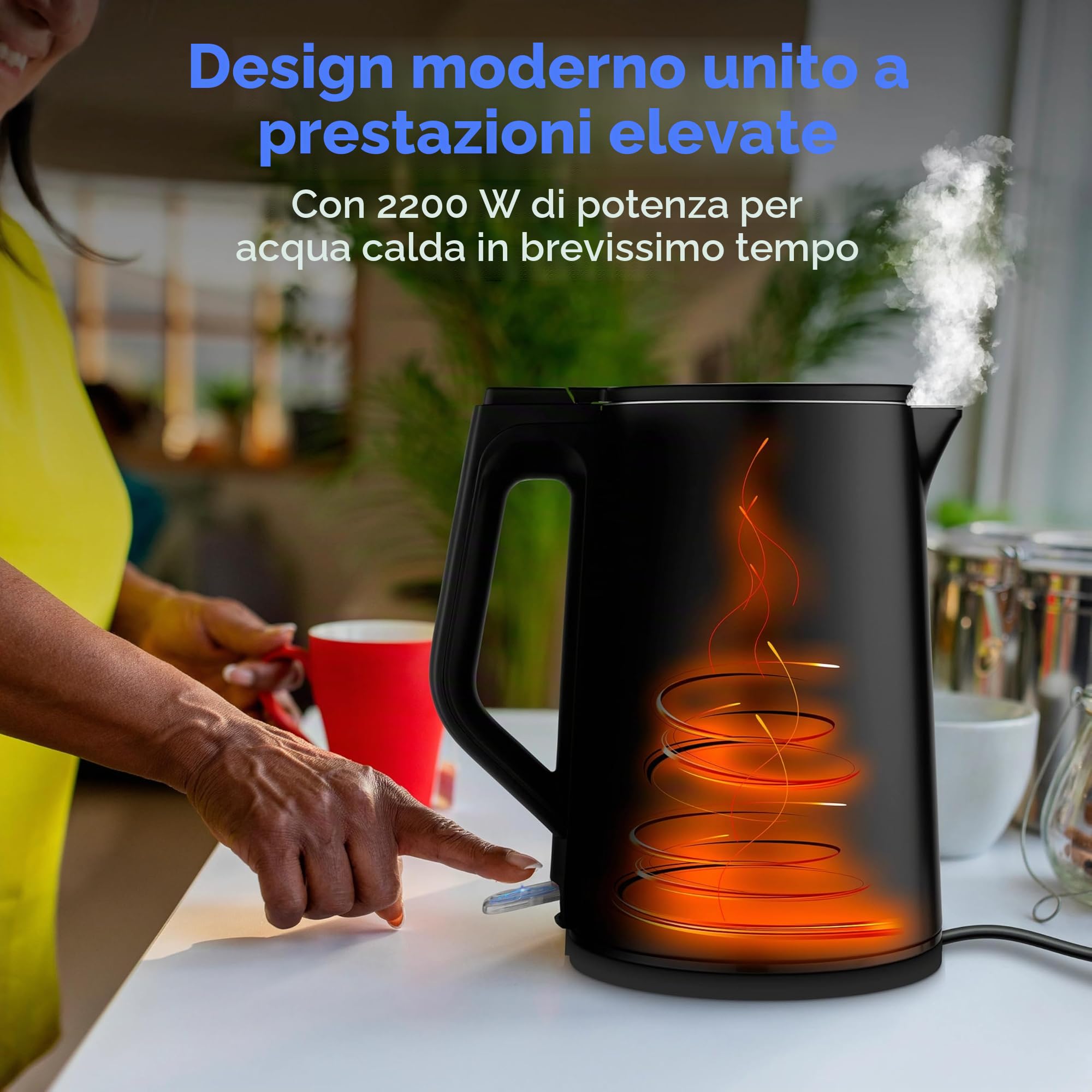 MEDION MD12105 bollitore 1,5 L nero doppia parete 2200W