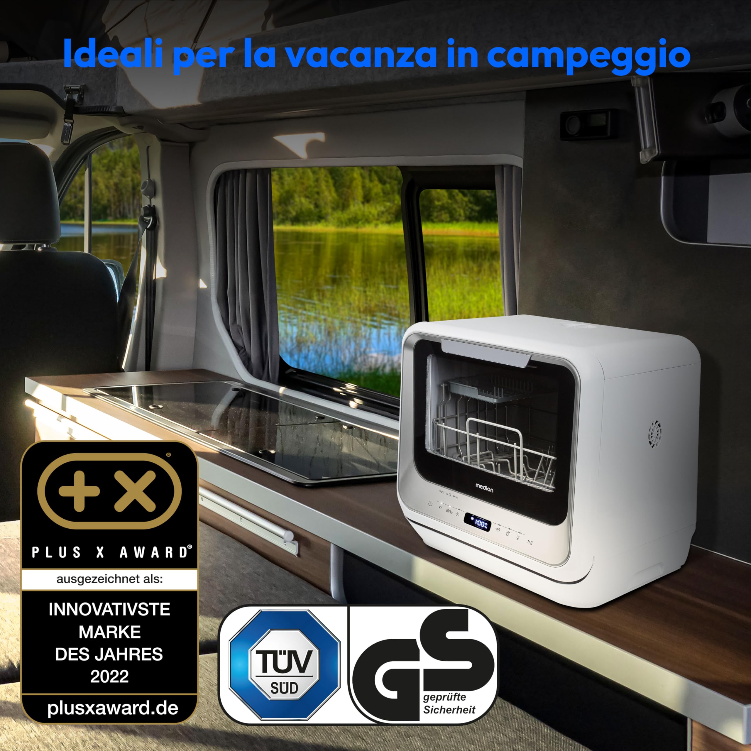 MEDION DWT20 MD37763 mini lavastoviglie argento 2 coperti