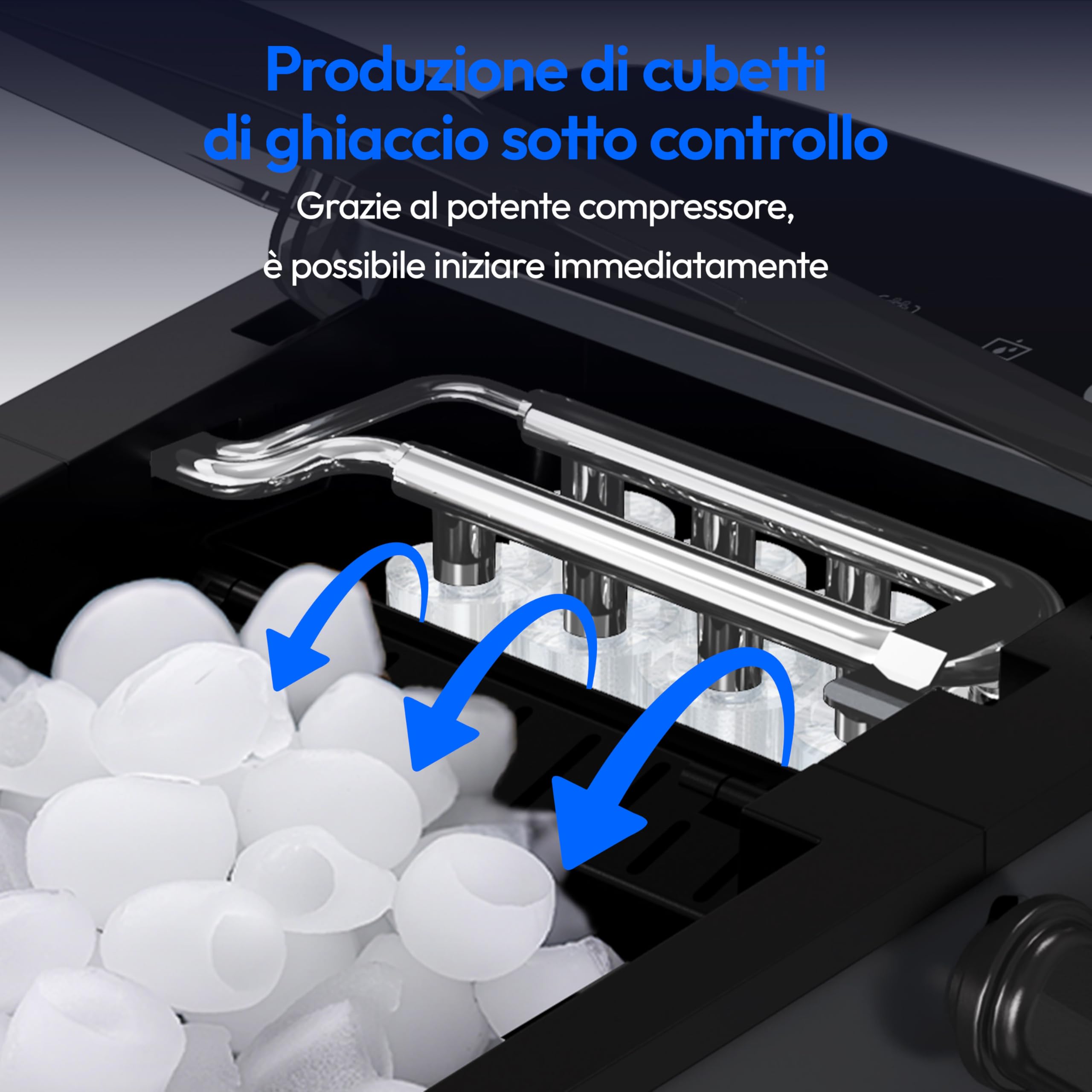Medion macchina per ghiaccio 12kg 1,1L cubetti S/L autopulizia