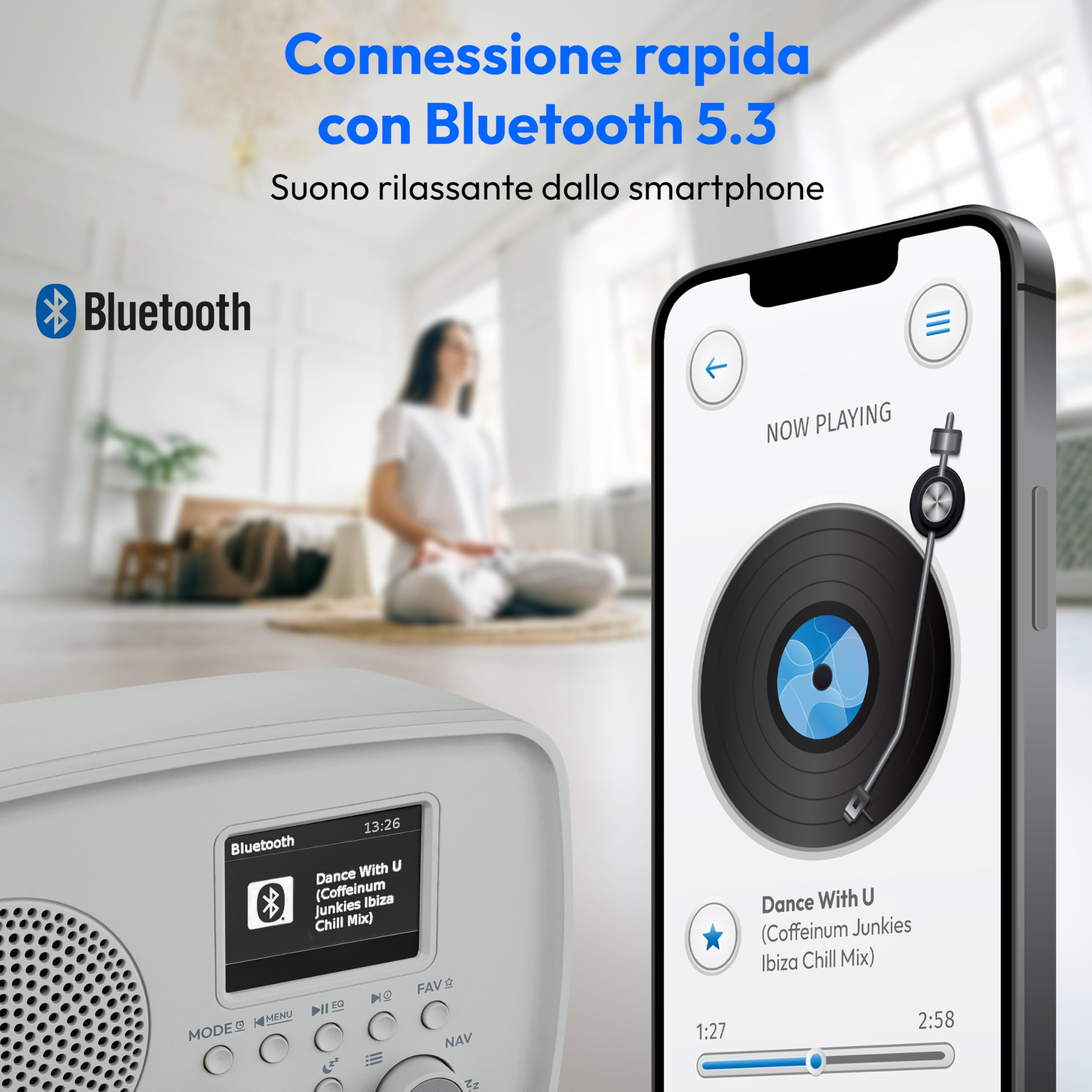 MEDION DRE-1 MD89288 radio DAB+ Bluetooth FM grigia 5W