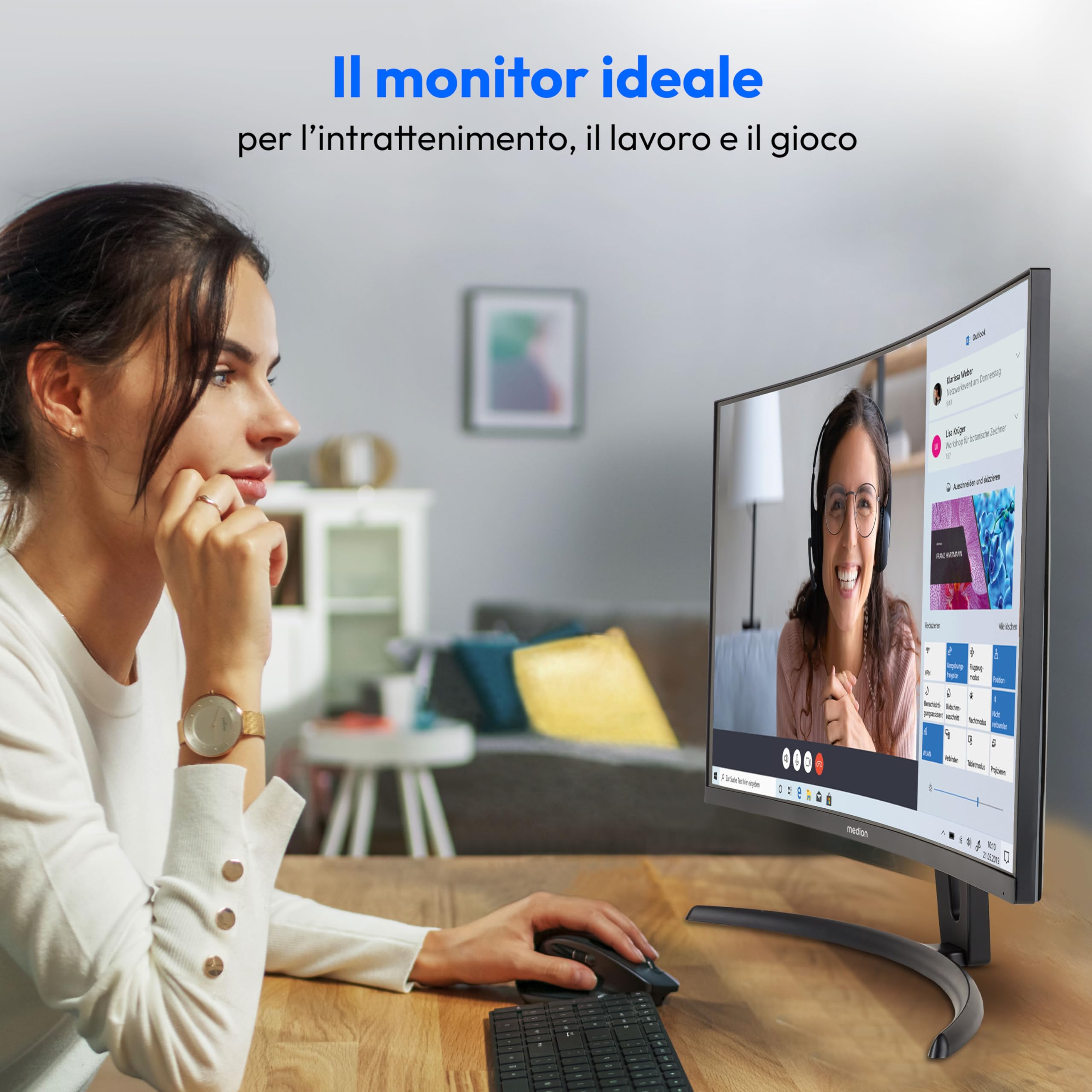 Medion P52720 MD 22020 monitor curvo 27" Full HD HDMI