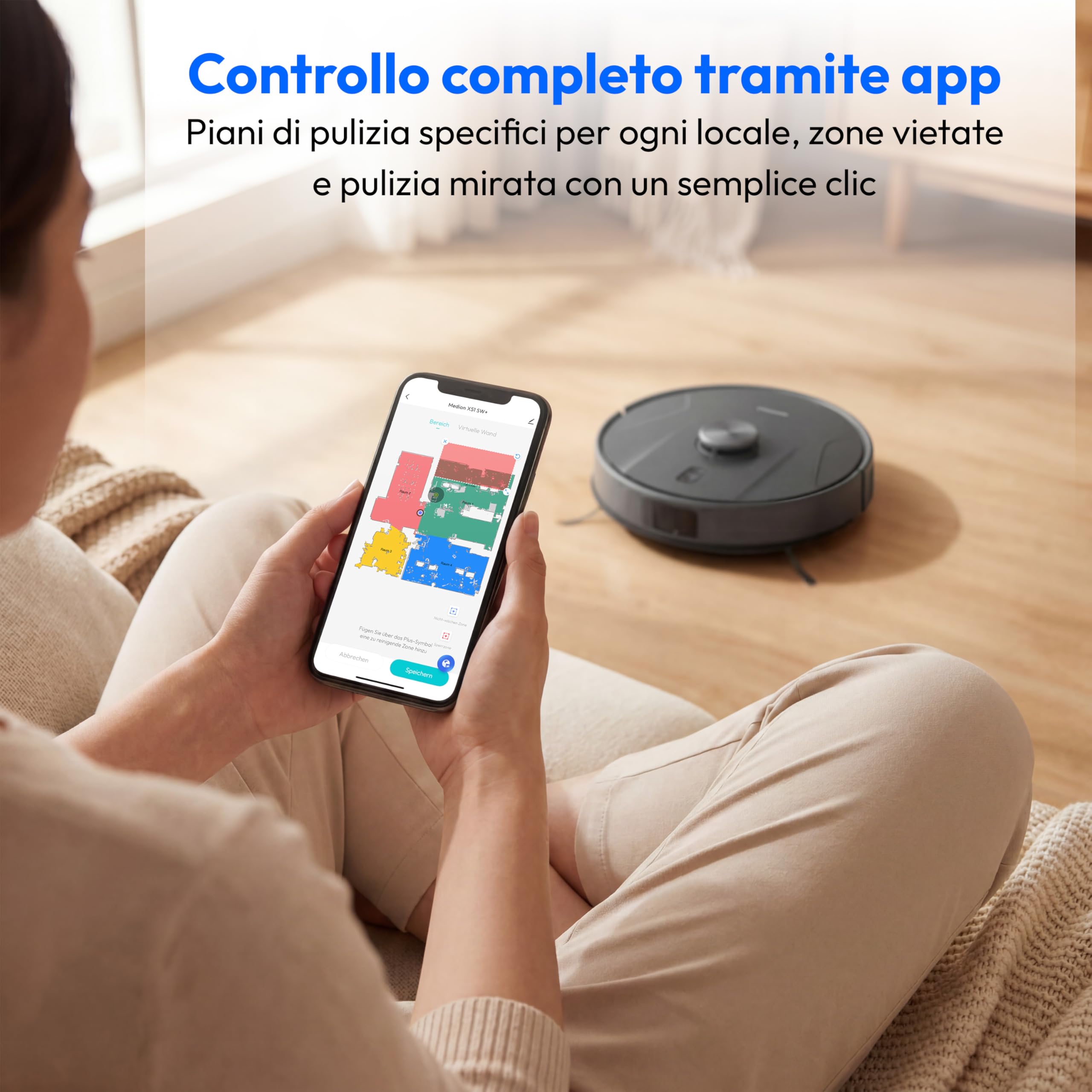 MEDION X51 SW+ Robot Aspirapolvere 10000Pa Stazione