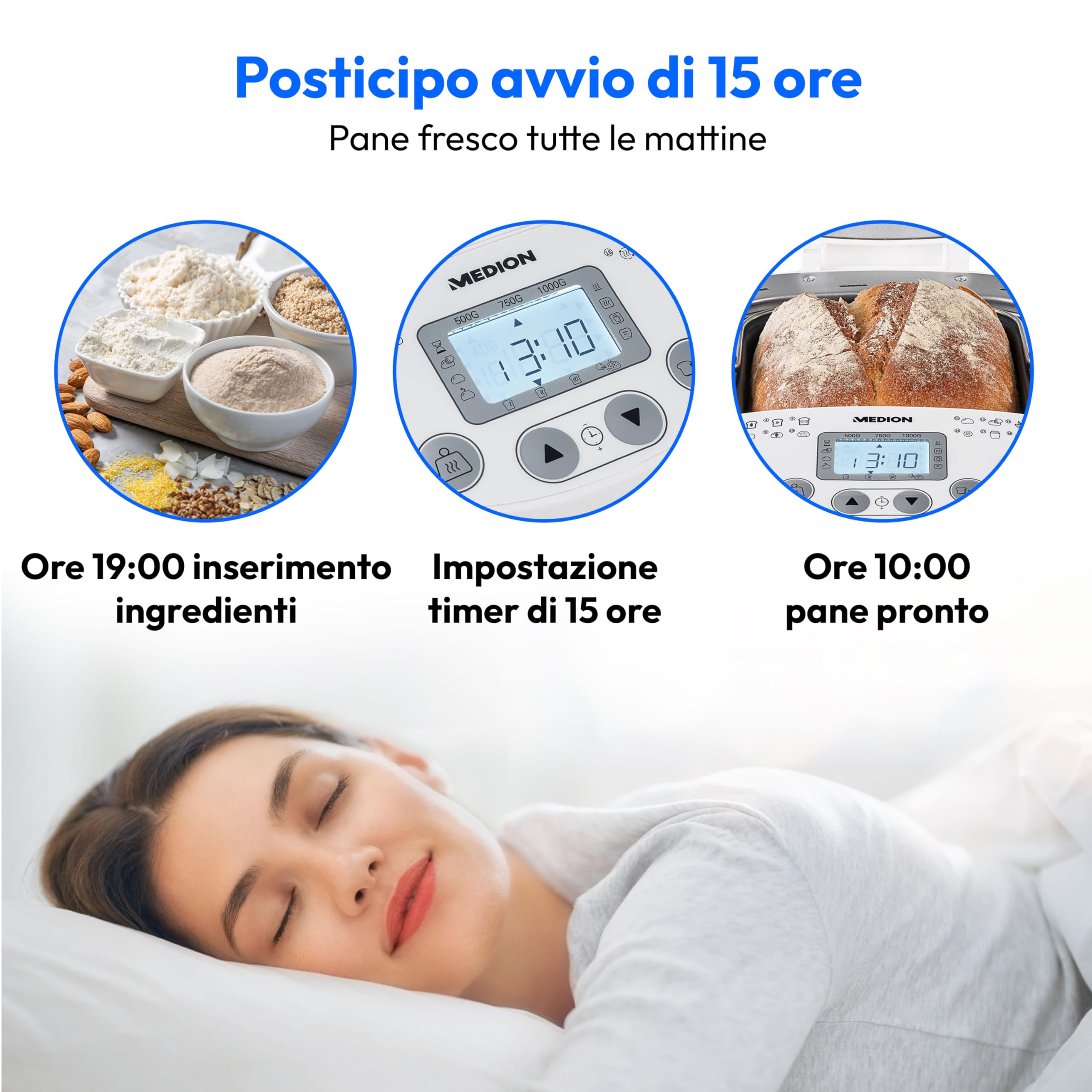 MEDION MD 11011 macchina del pane 19 programmi 1000g doratura regolabile