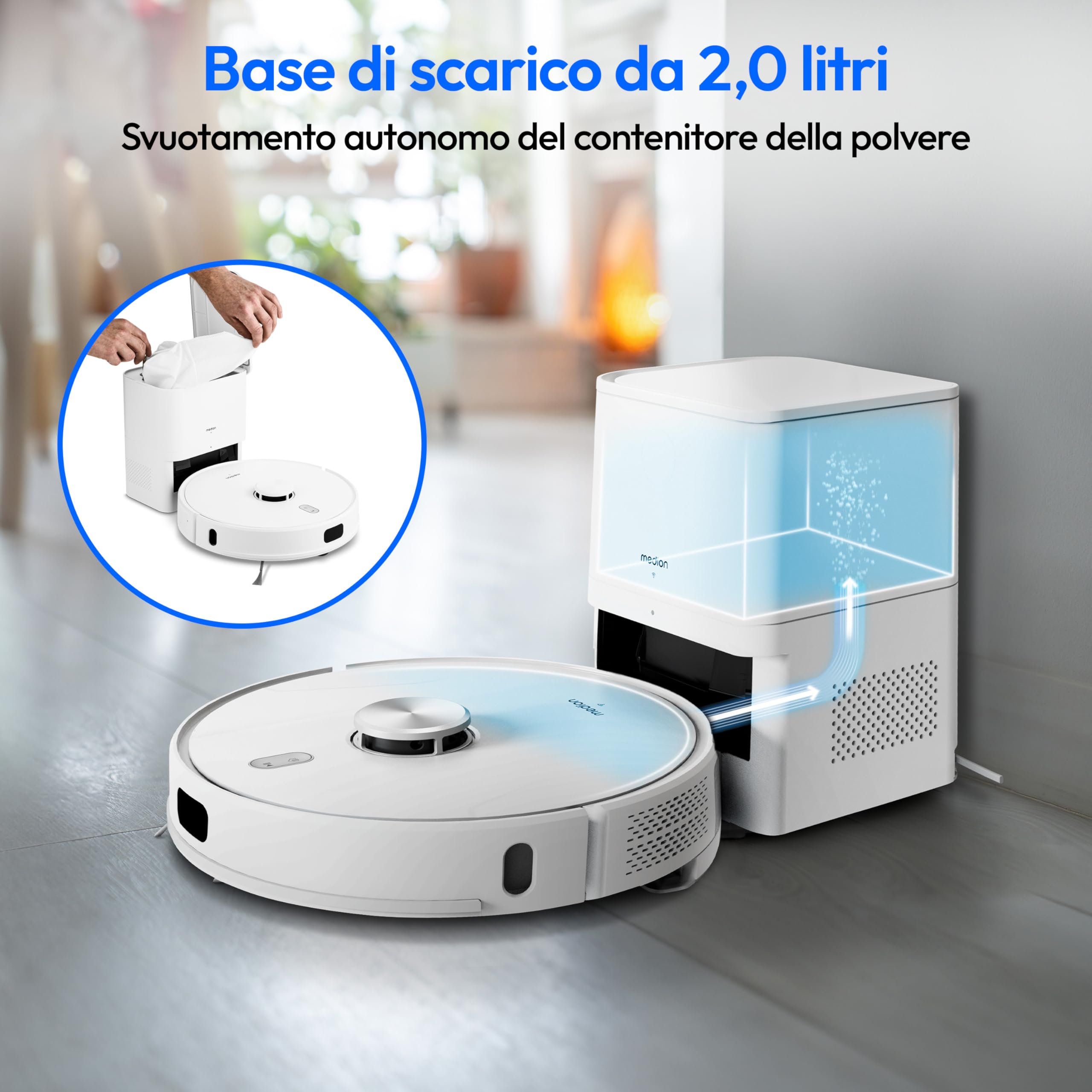Medion X41 SW+ robot aspirapolvere lavapavimenti con stazione
