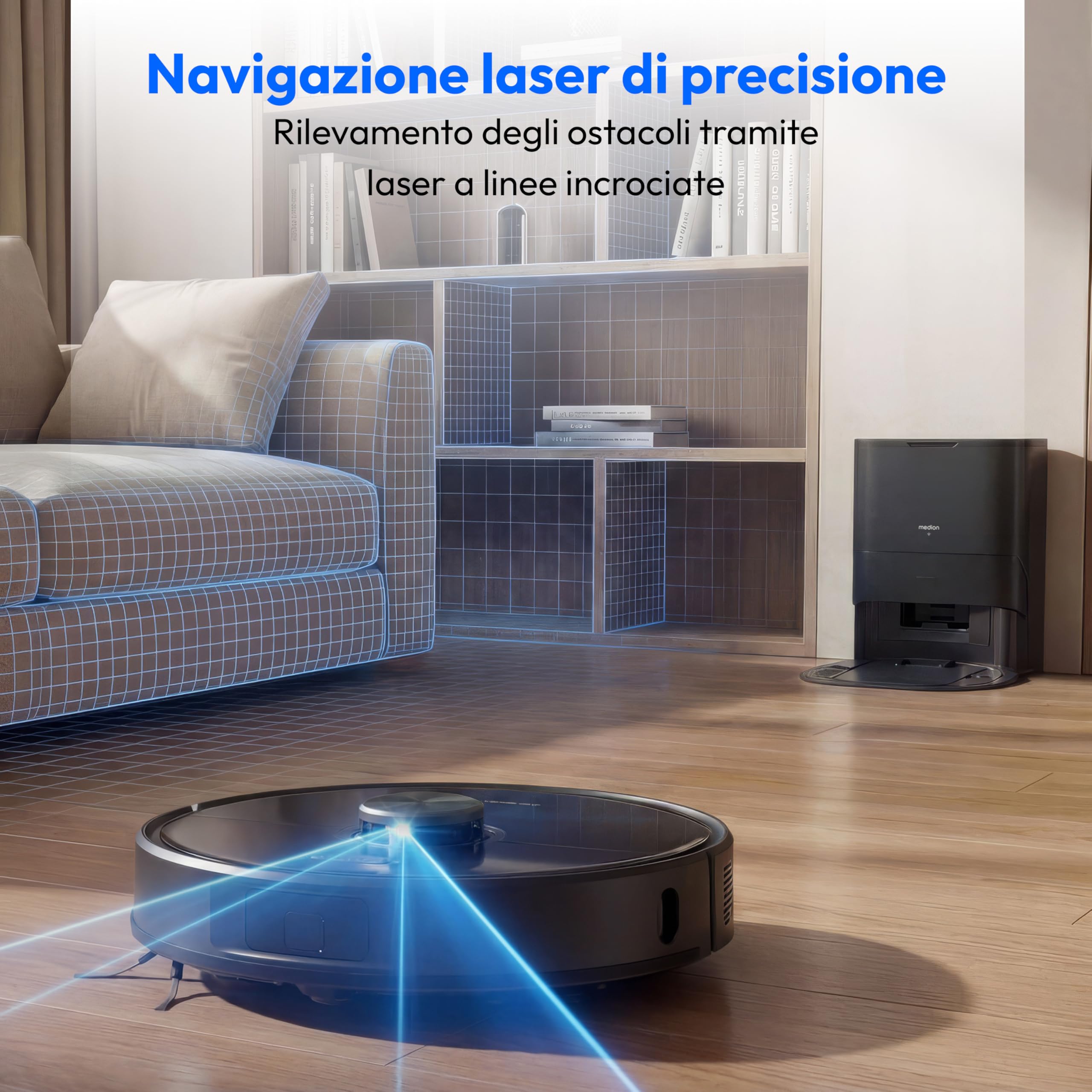 MEDION X51 SW+ Robot Aspirapolvere 10000Pa Stazione