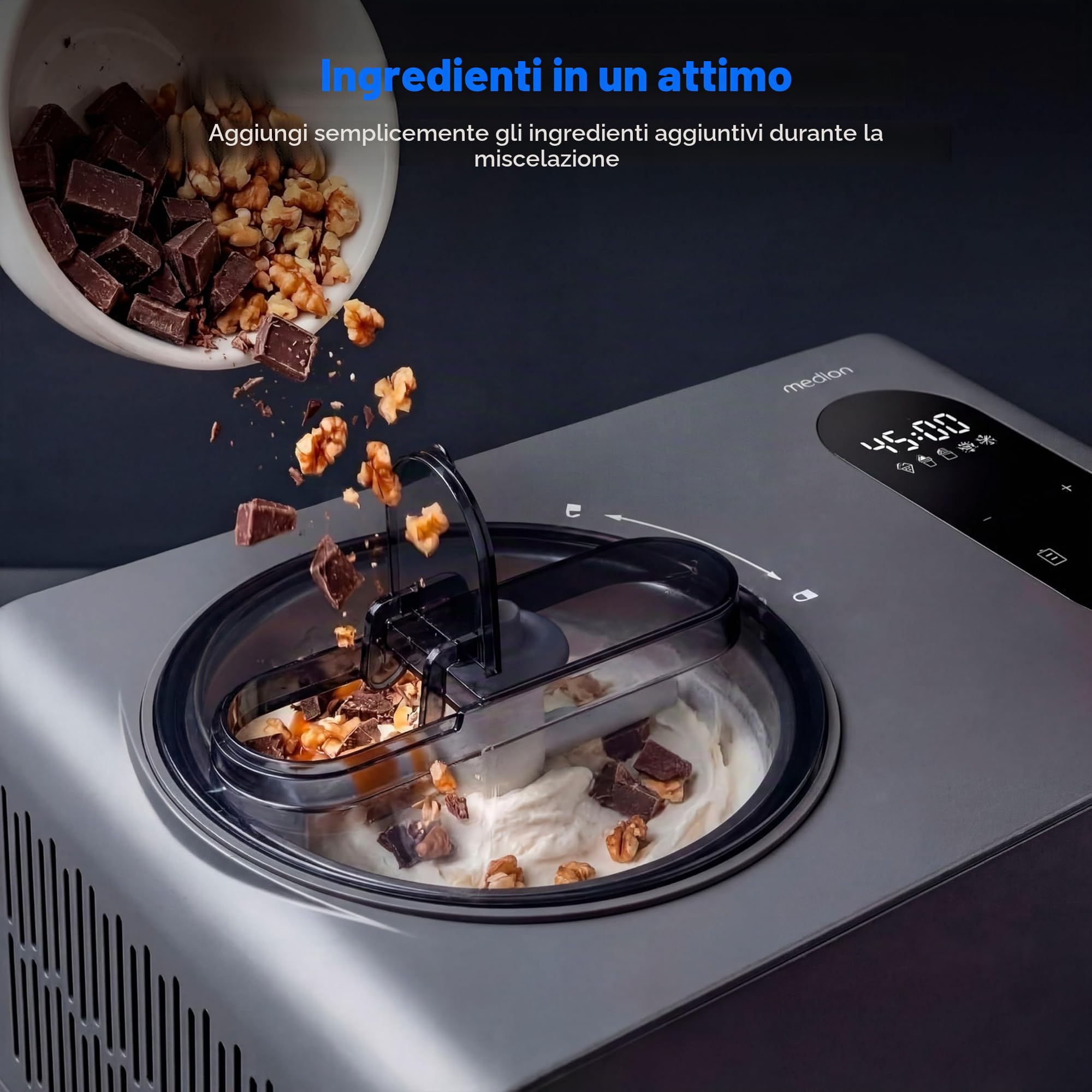 MEDION Gelatiera con Compressore 1,5 L per Yogurt