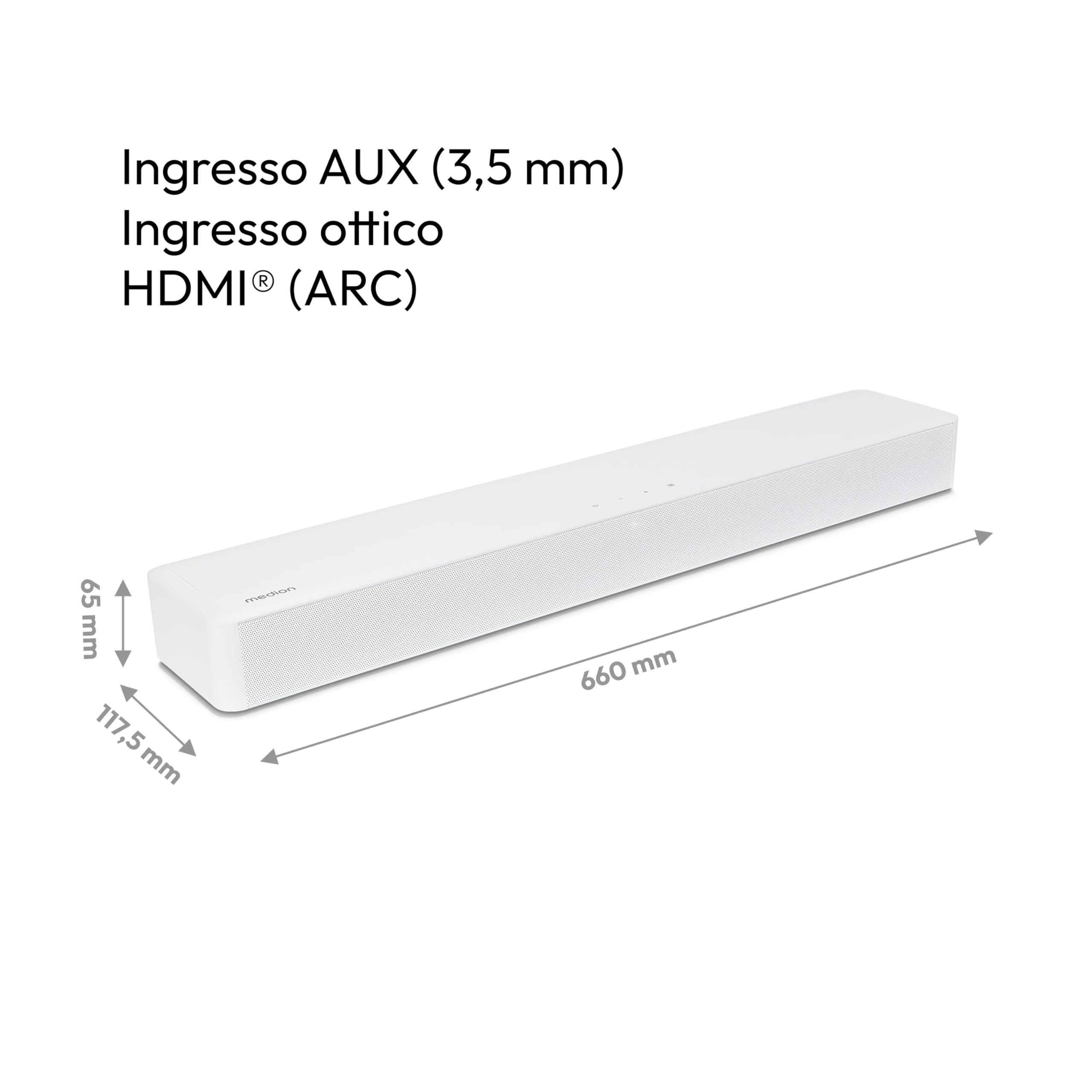 MEDION P61155 Soundbar Bluetooth 2.0 Bianca 60W