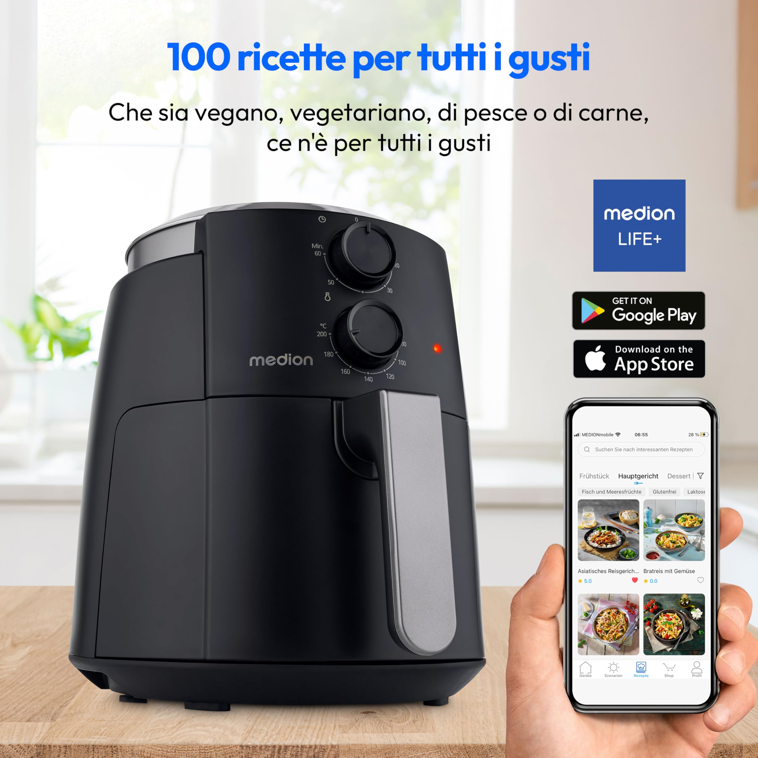 MEDION LIFE P30 L MD13020 friggitrice ad aria 4,7 litri nera senza olio