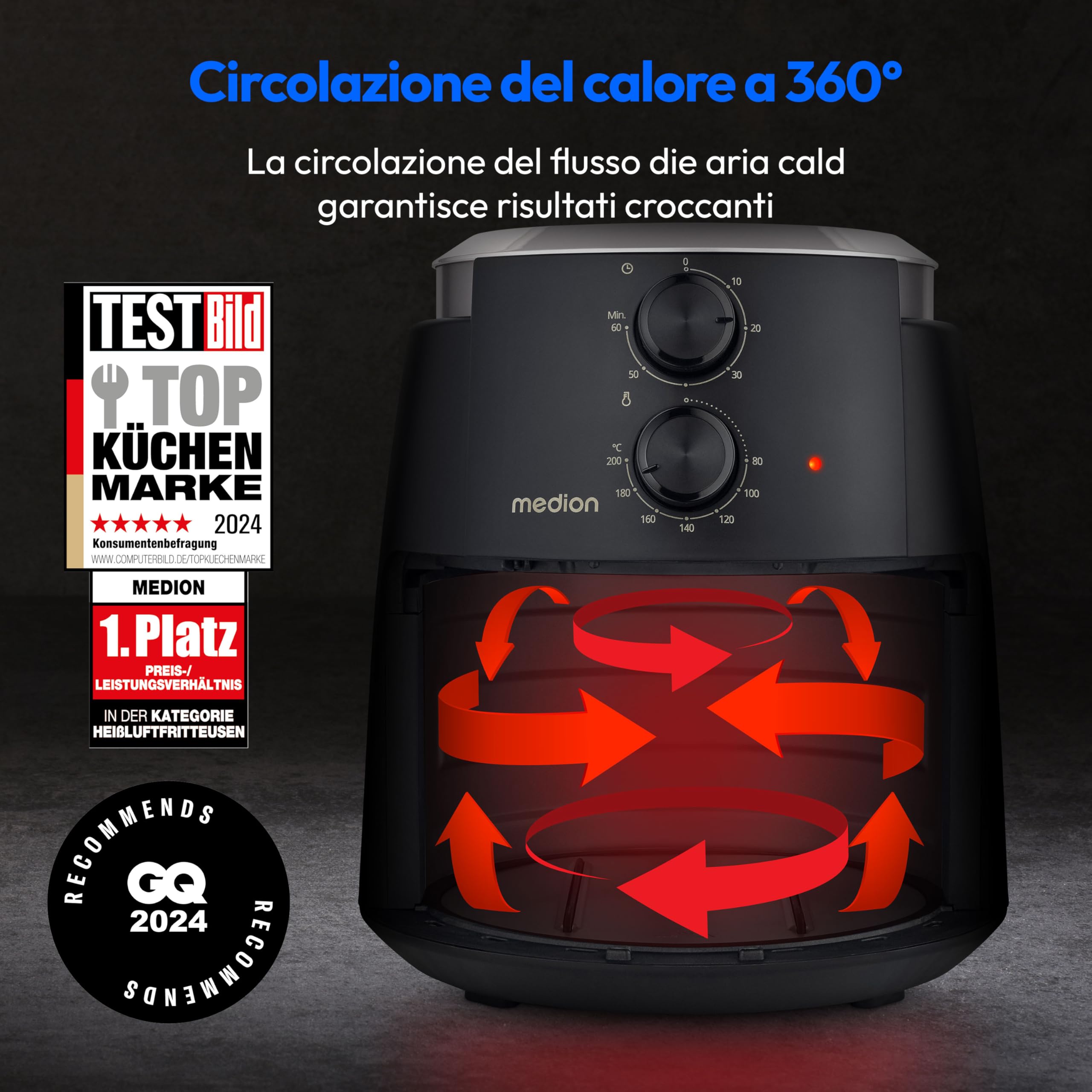 MEDION LIFE P30 L MD13020 friggitrice ad aria 4,7 litri nera senza olio