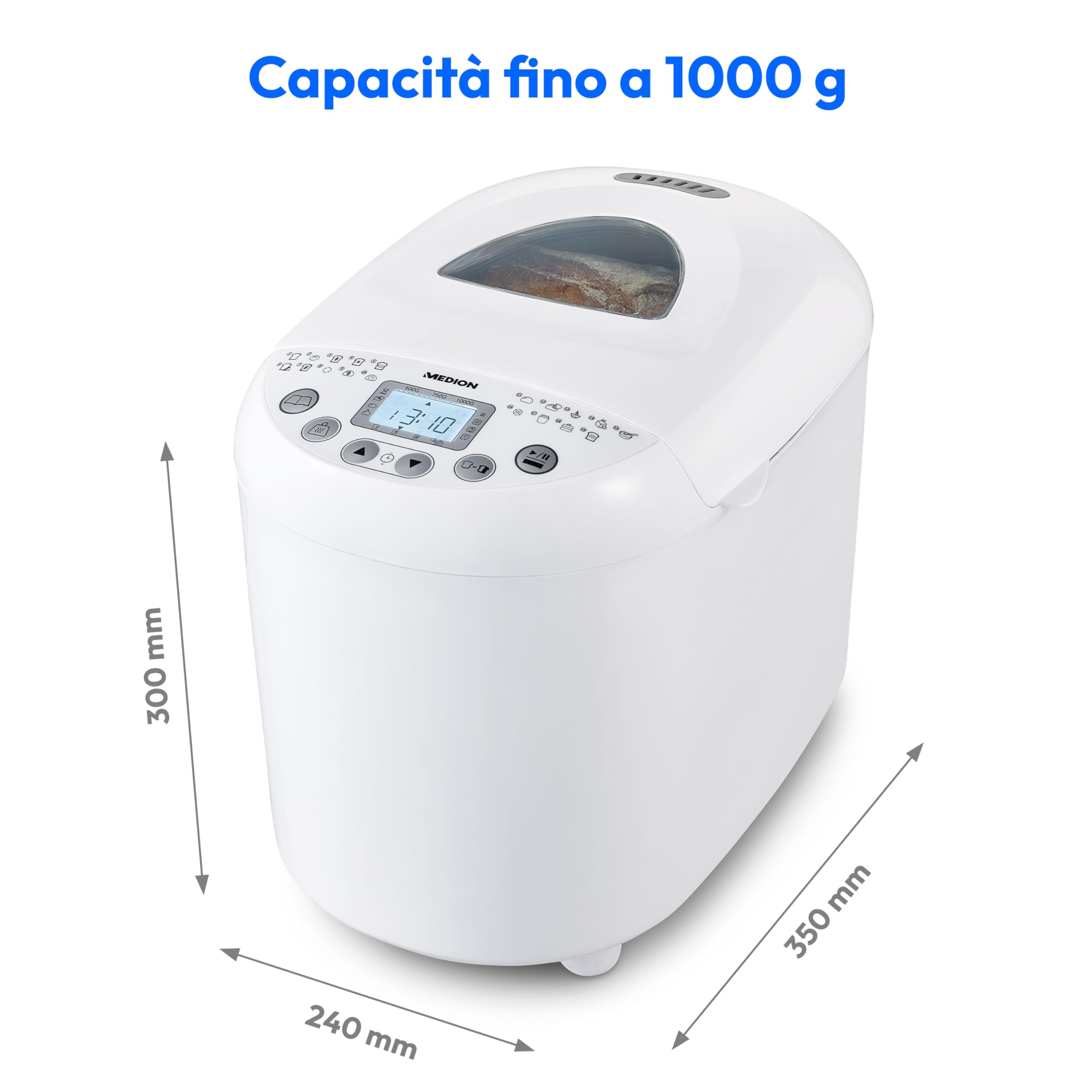 MEDION MD 11011 macchina del pane 19 programmi 1000g doratura regolabile